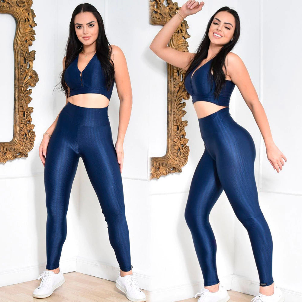 Conjunto Feminino Fitness Legging Azul