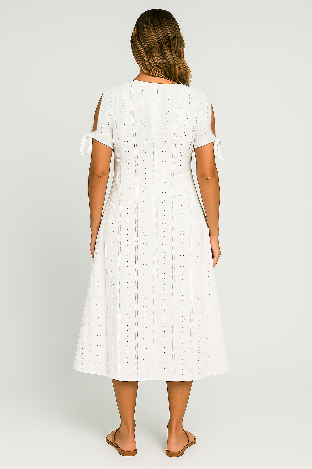 Vestido Zoe Midi em Lese com Botões no Decote Black Friday