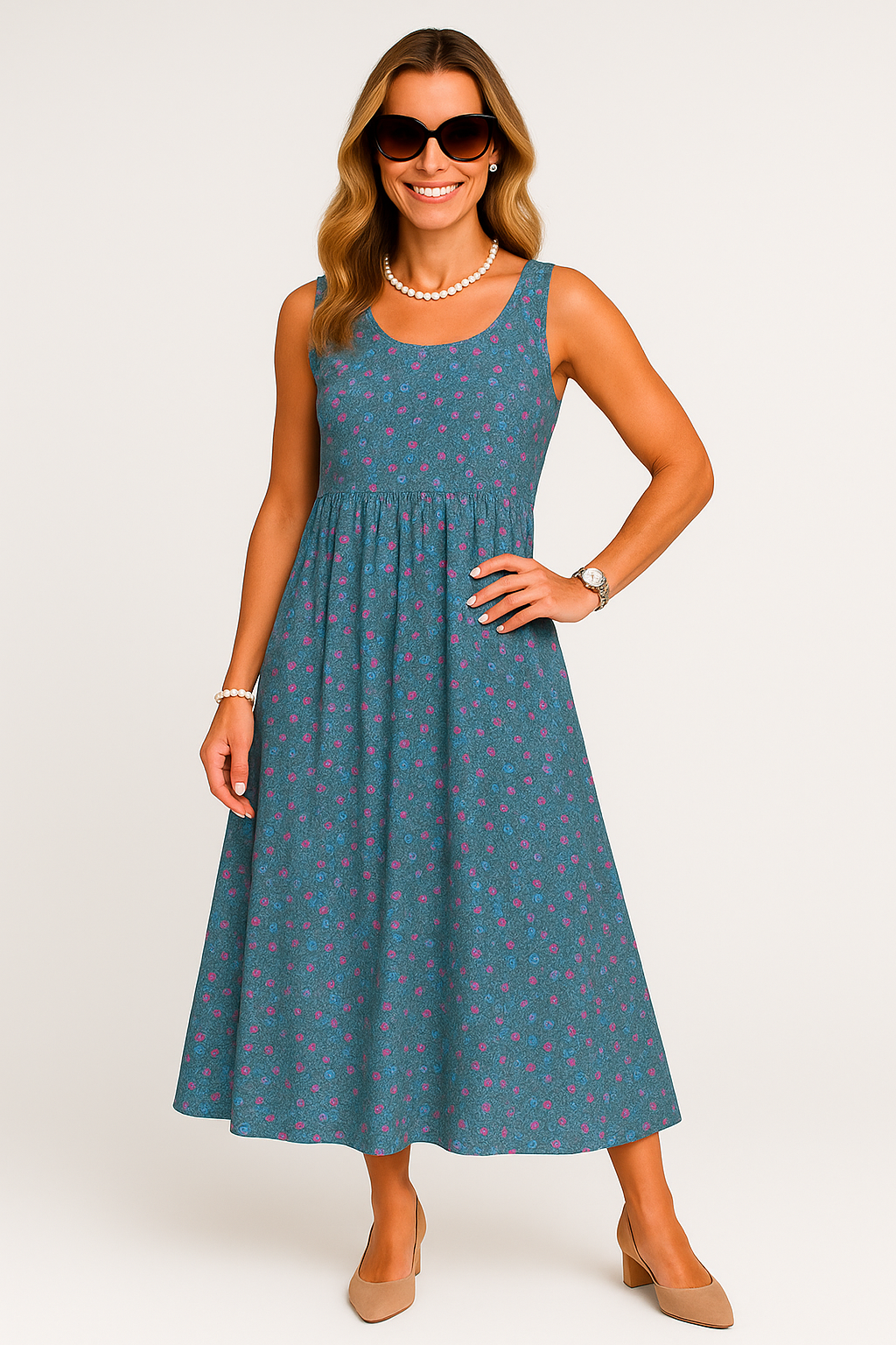 Vestido Flora Longo sem Mangas Black Friday