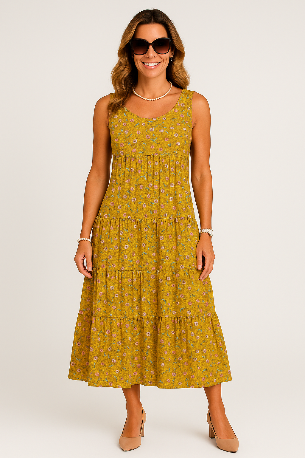 Vestido Flora Longo sem Mangas Black Friday