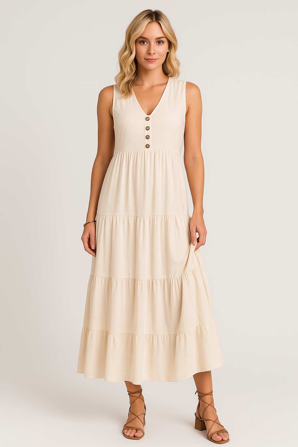 Vestido Maia Decote V com Botões e Saia 3 Marias Black Friday