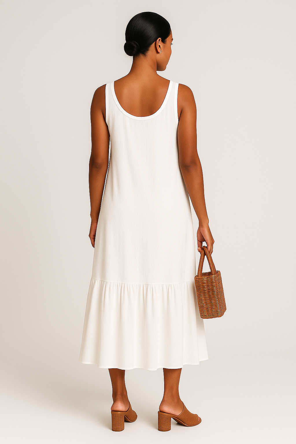 Vestido Sophia Longo com Babado na Barra Black Friday