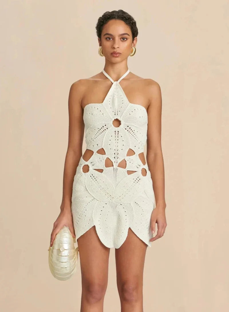 Vestido curto Usy em crochê Flower