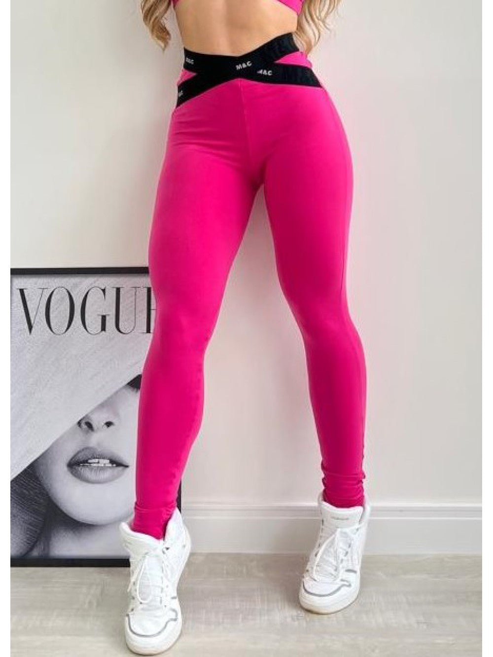 CONJUNTO LEGGING M&C ELÁSTICO ROSA E PRETO