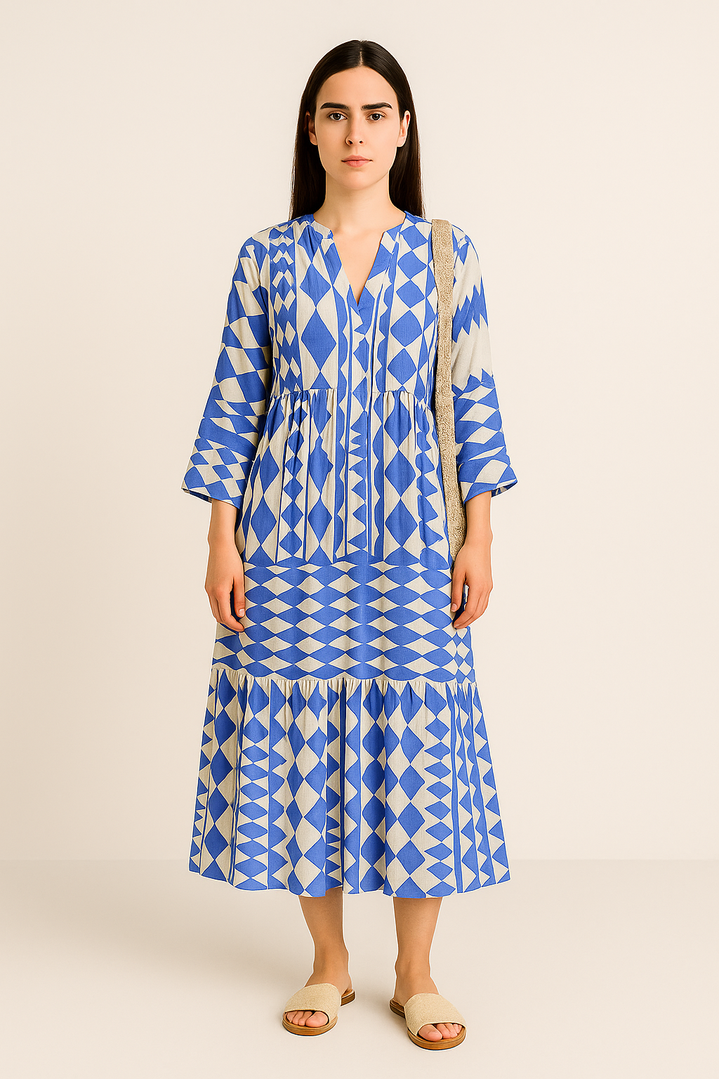 Vestido Longuete™ Tecido Leve Estiloso e Moderno Black Friday