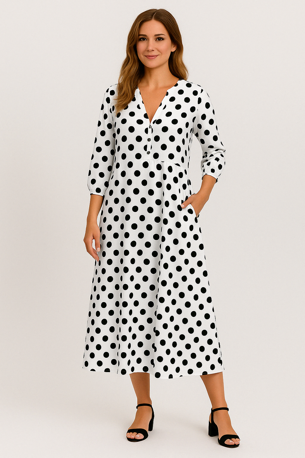 Vestido Ana Maria Decote V Manga Longa Black Friday