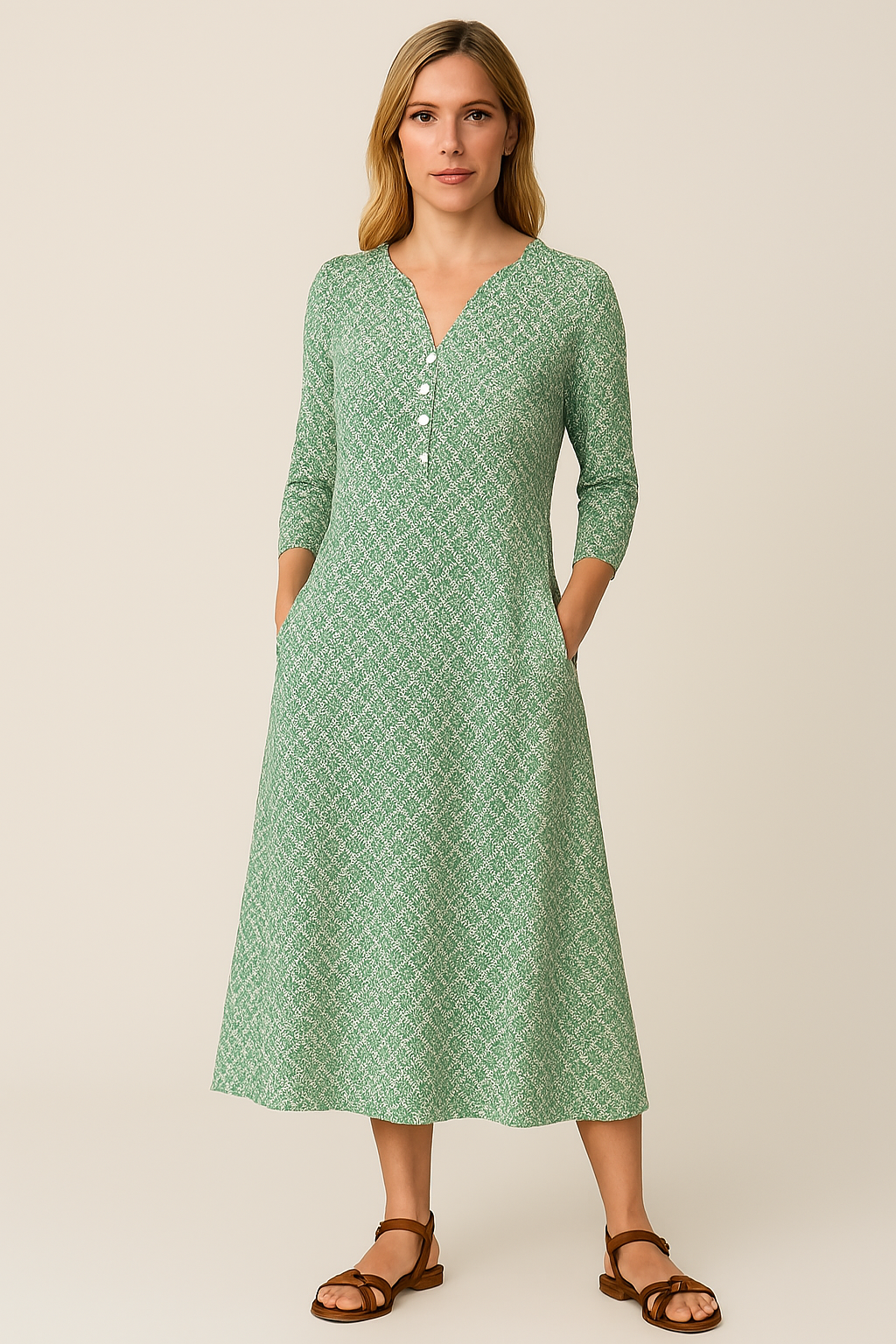 Vestido Ana Maria Decote V Manga Longa Black Friday