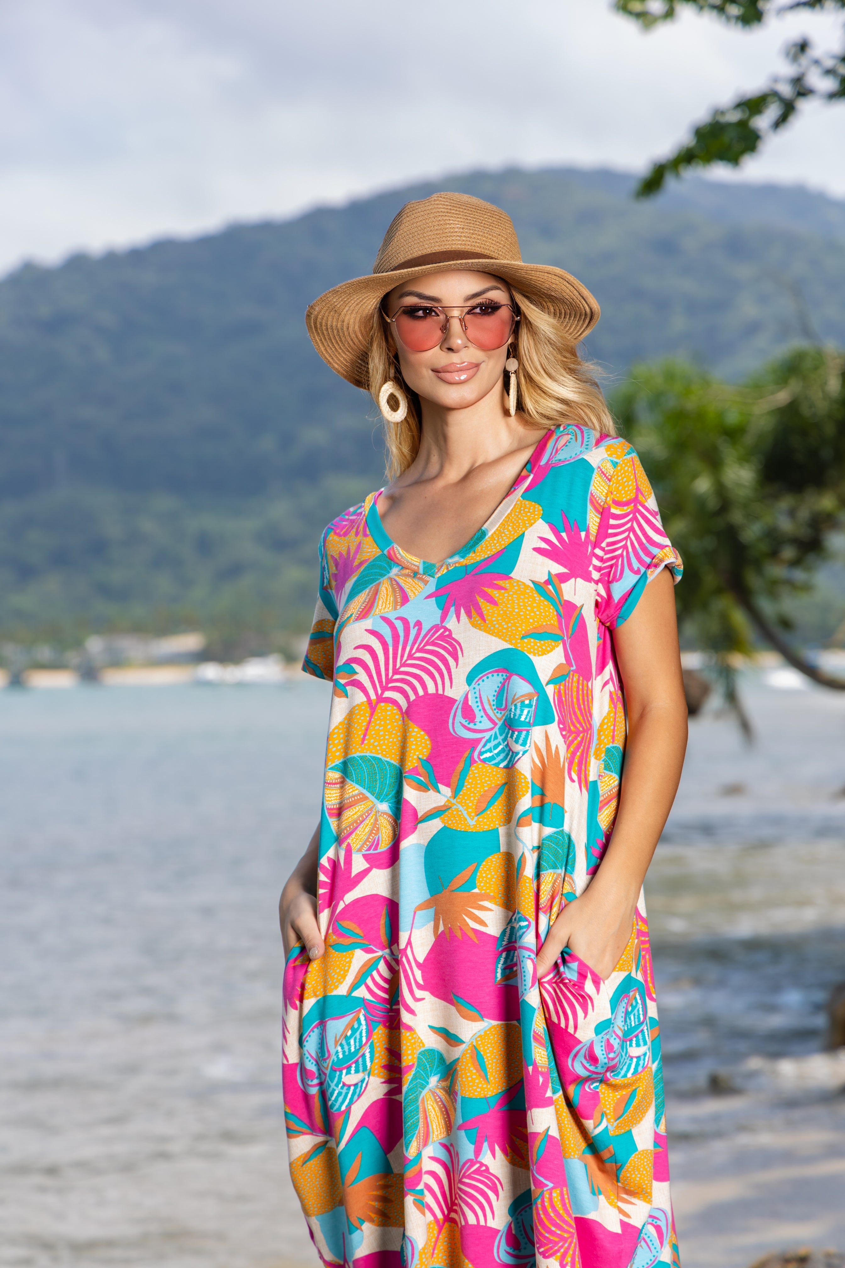Vestido Longo Soltinho Estampado - Malha Premium