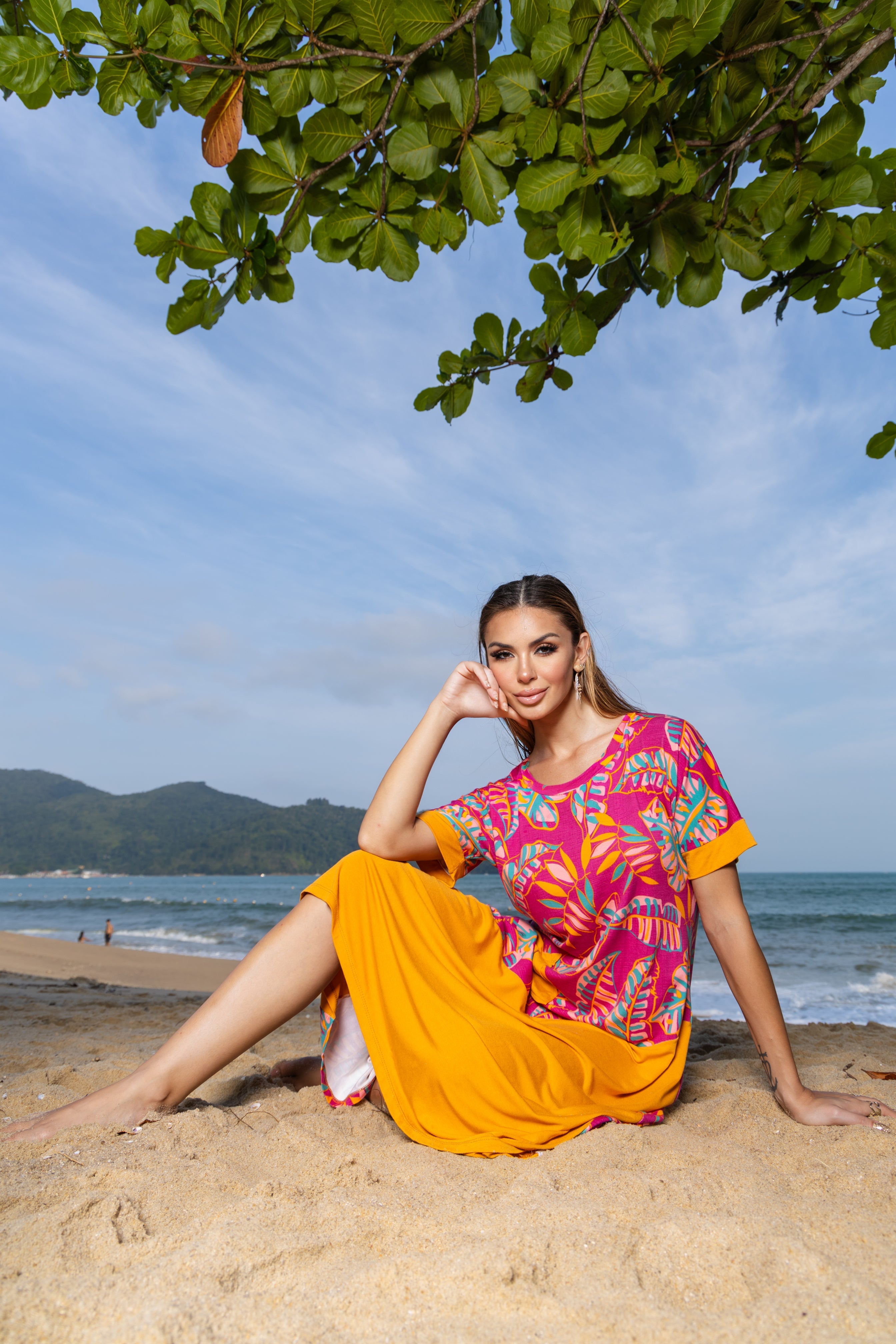 Vestido Longo Soltinho Estampado - Malha Premium