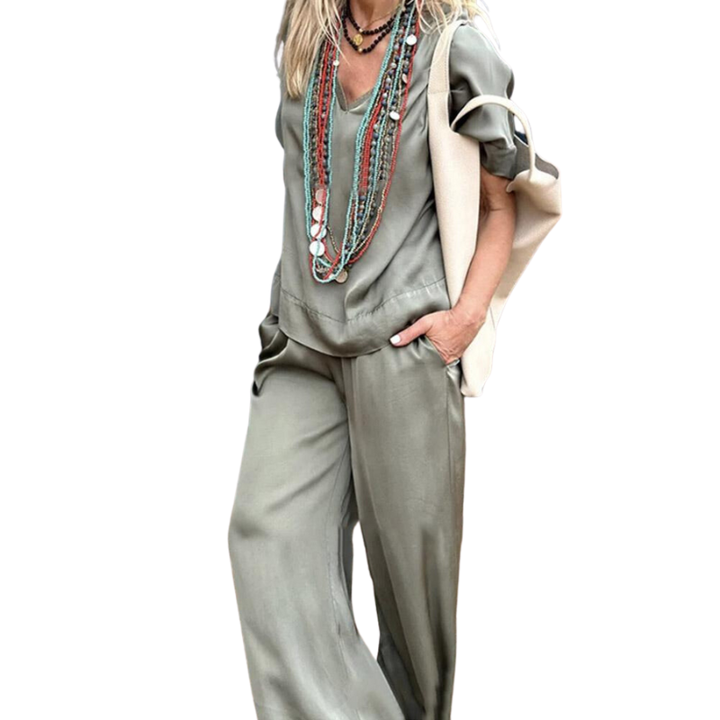 Conjunto em Seda: Blusa + Calça