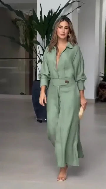 Vestido de Manga Longa com Bolso Angel