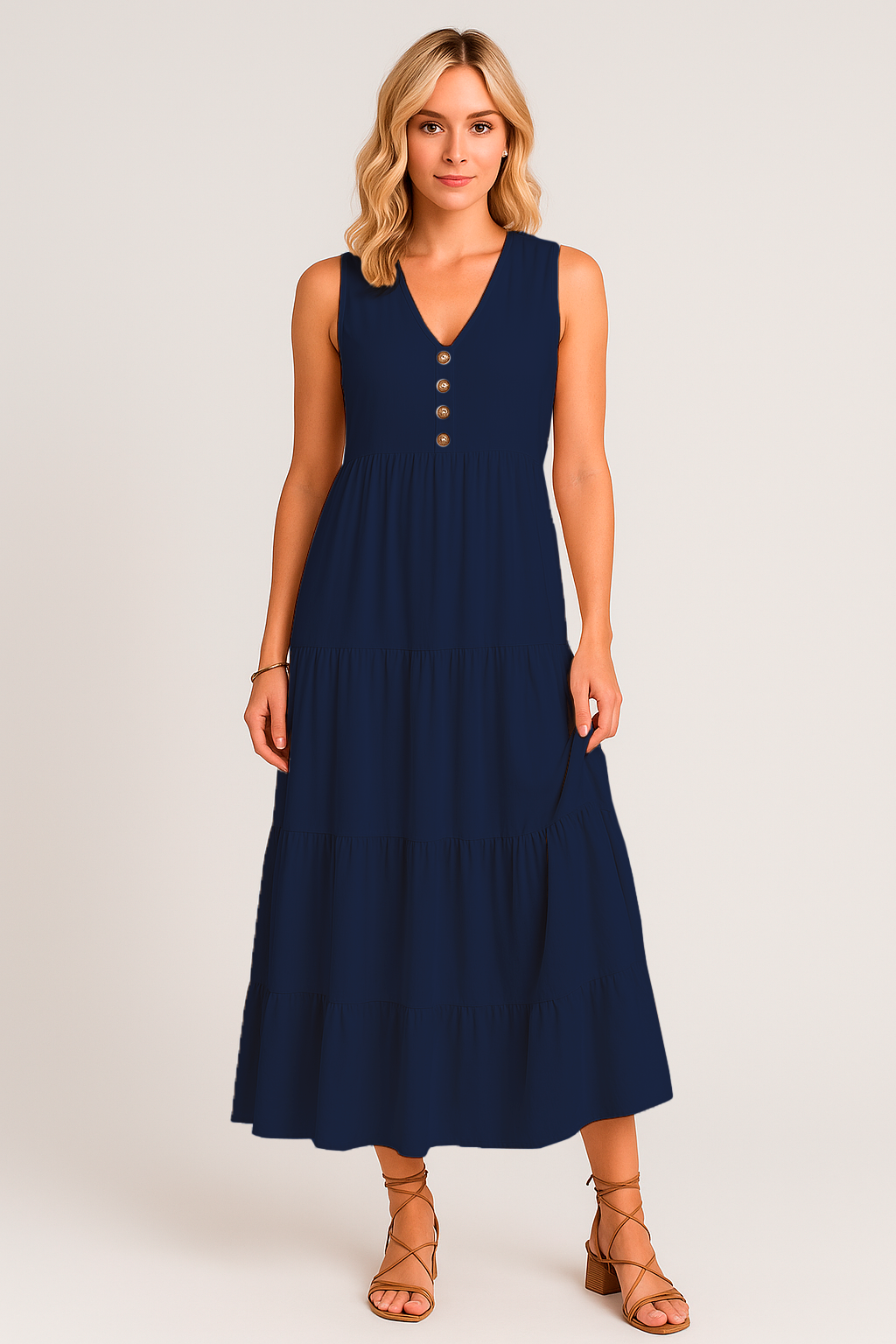 Vestido Maia Decote V com Botões e Saia 3 Marias Black Friday