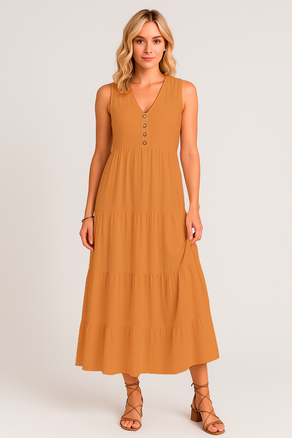 Vestido Maia Decote V com Botões e Saia 3 Marias Black Friday