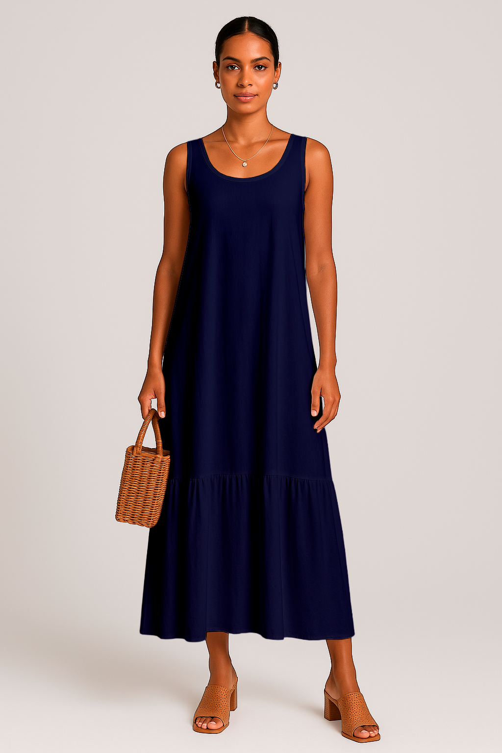 Vestido Sophia Longo com Babado na Barra Black Friday