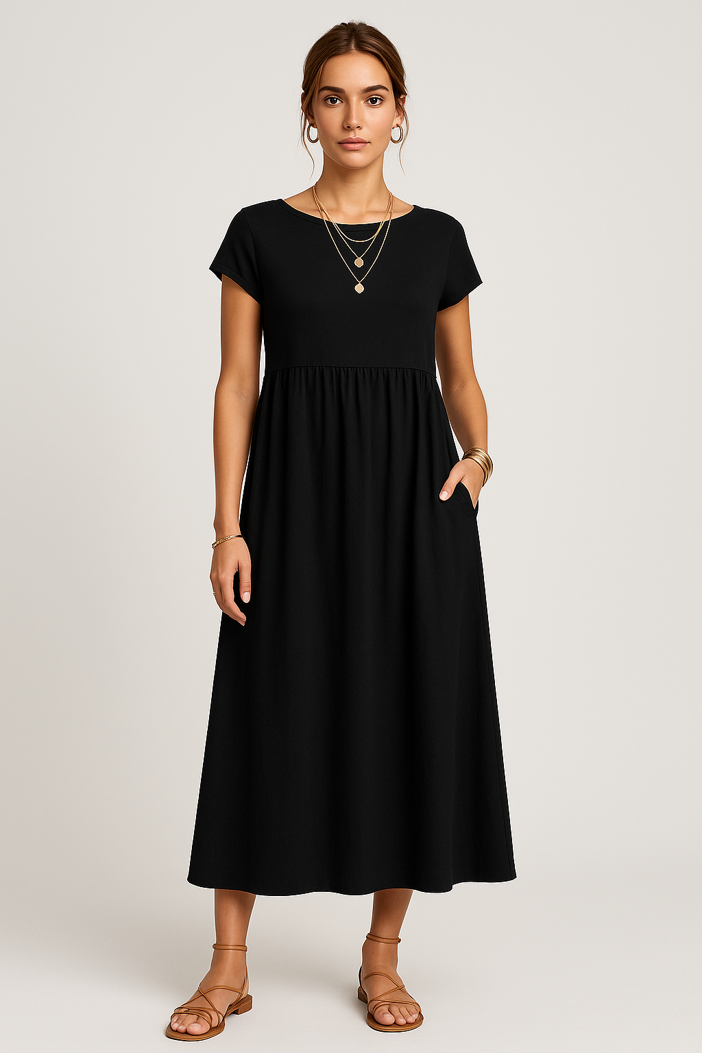 Vestido Alice  Midi e Manga Curta Black Friday