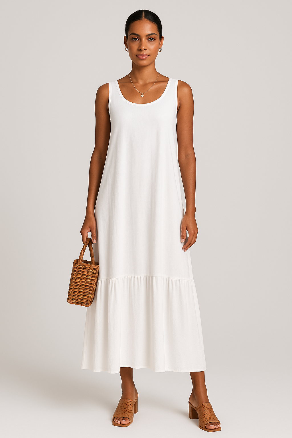 Vestido Sophia Longo com Babado na Barra Black Friday