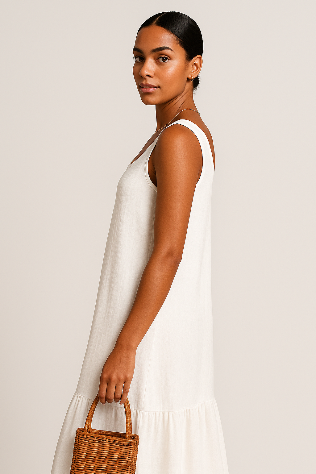 Vestido Sophia Longo com Babado na Barra Black Friday