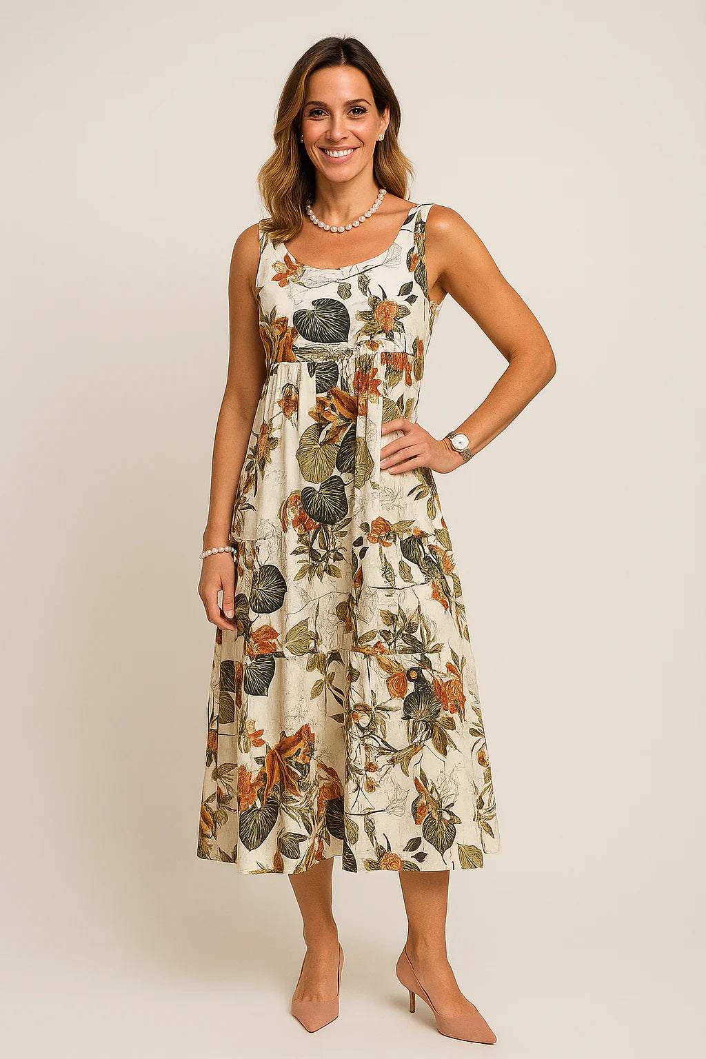 Vestido Flora Longo sem Mangas Black Friday