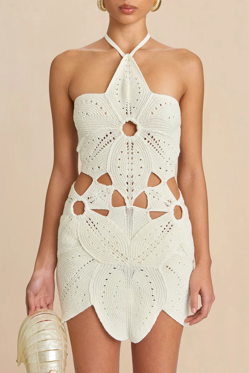 Vestido curto Usy em crochê Flower