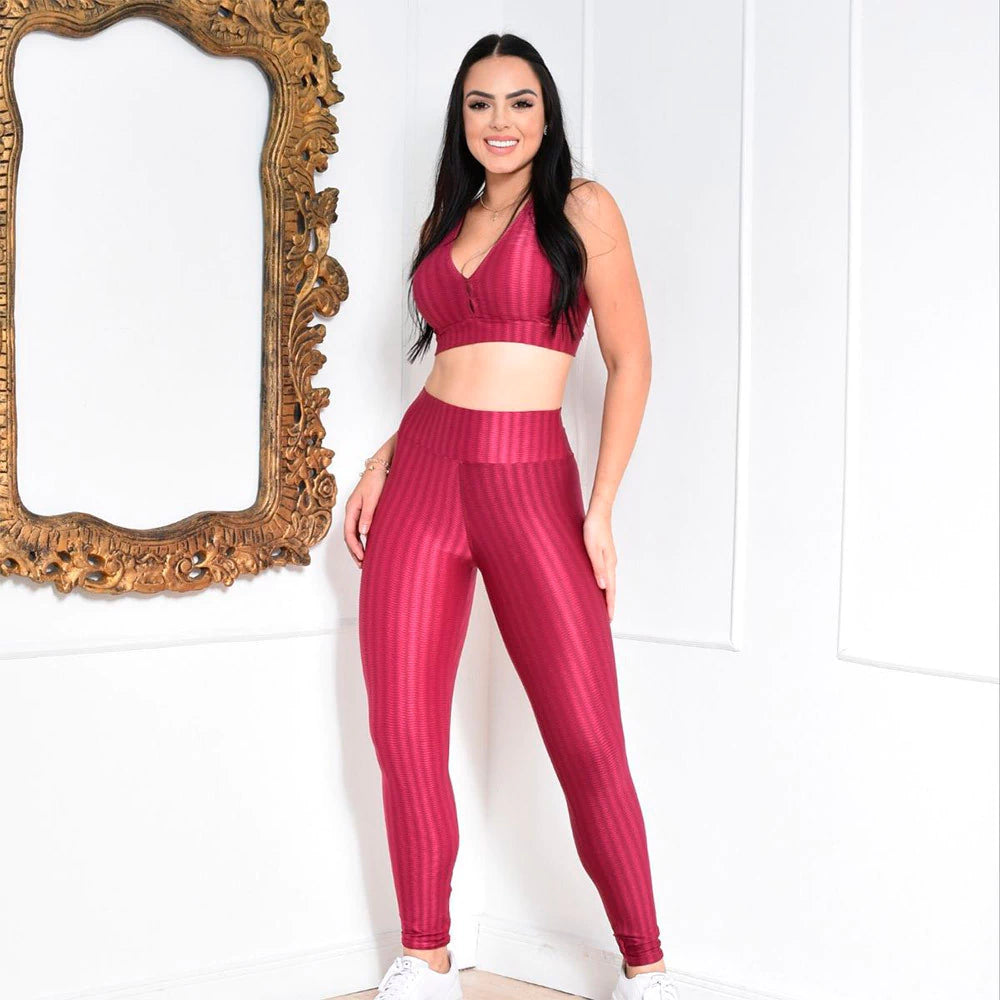 Conjunto Feminino Fitness Legging + Top Academia Nadador 3d Marsala