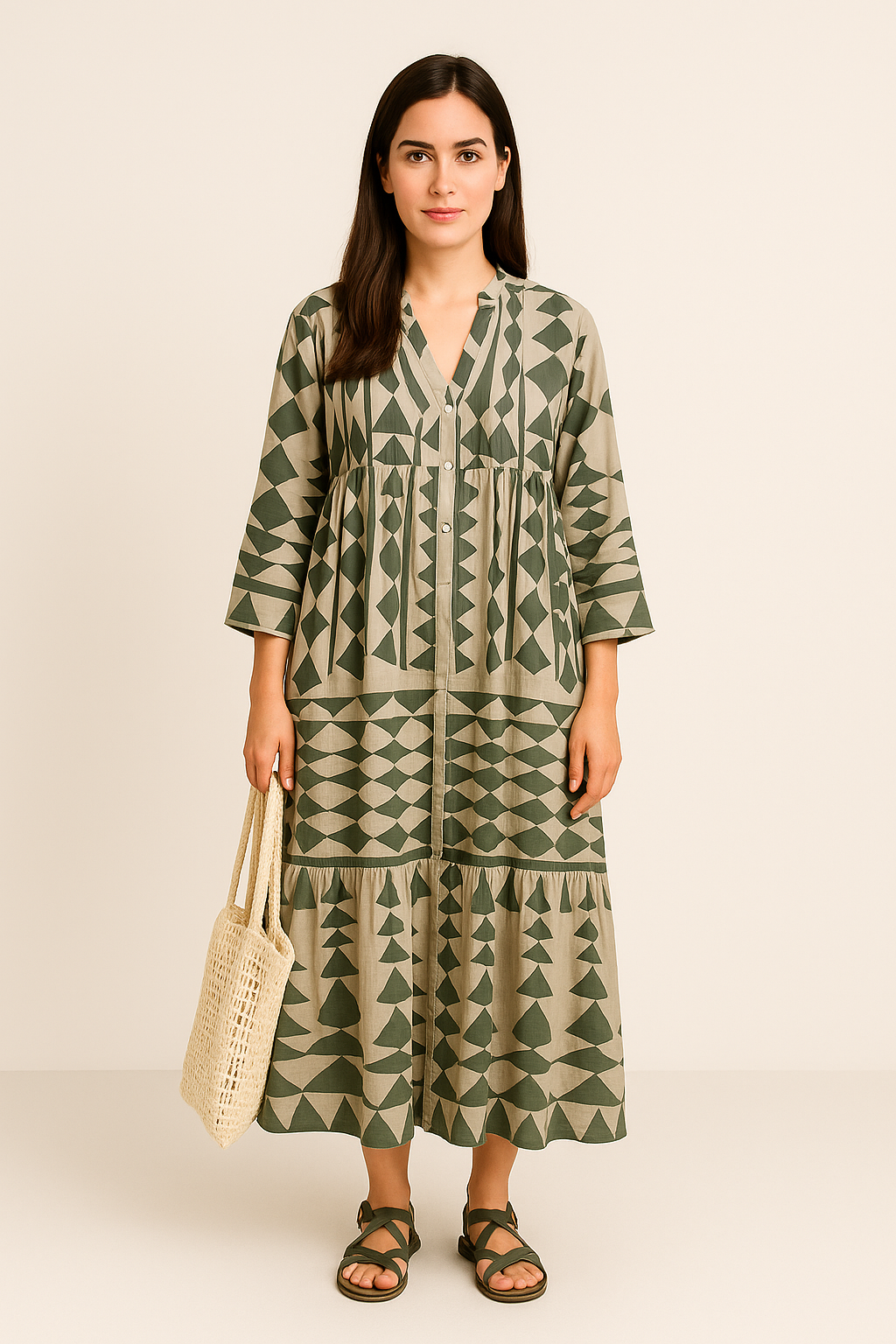 Vestido  Longuete™  Tecido Leve Estiloso e Moderno Black Friday