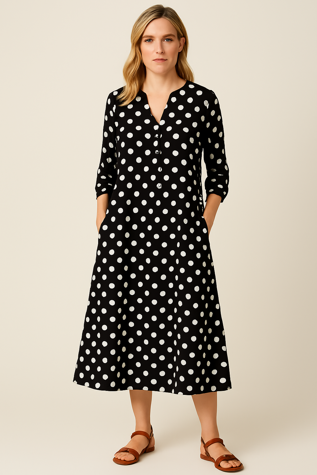 Vestido Ana Maria Decote V Manga Longa Black Friday