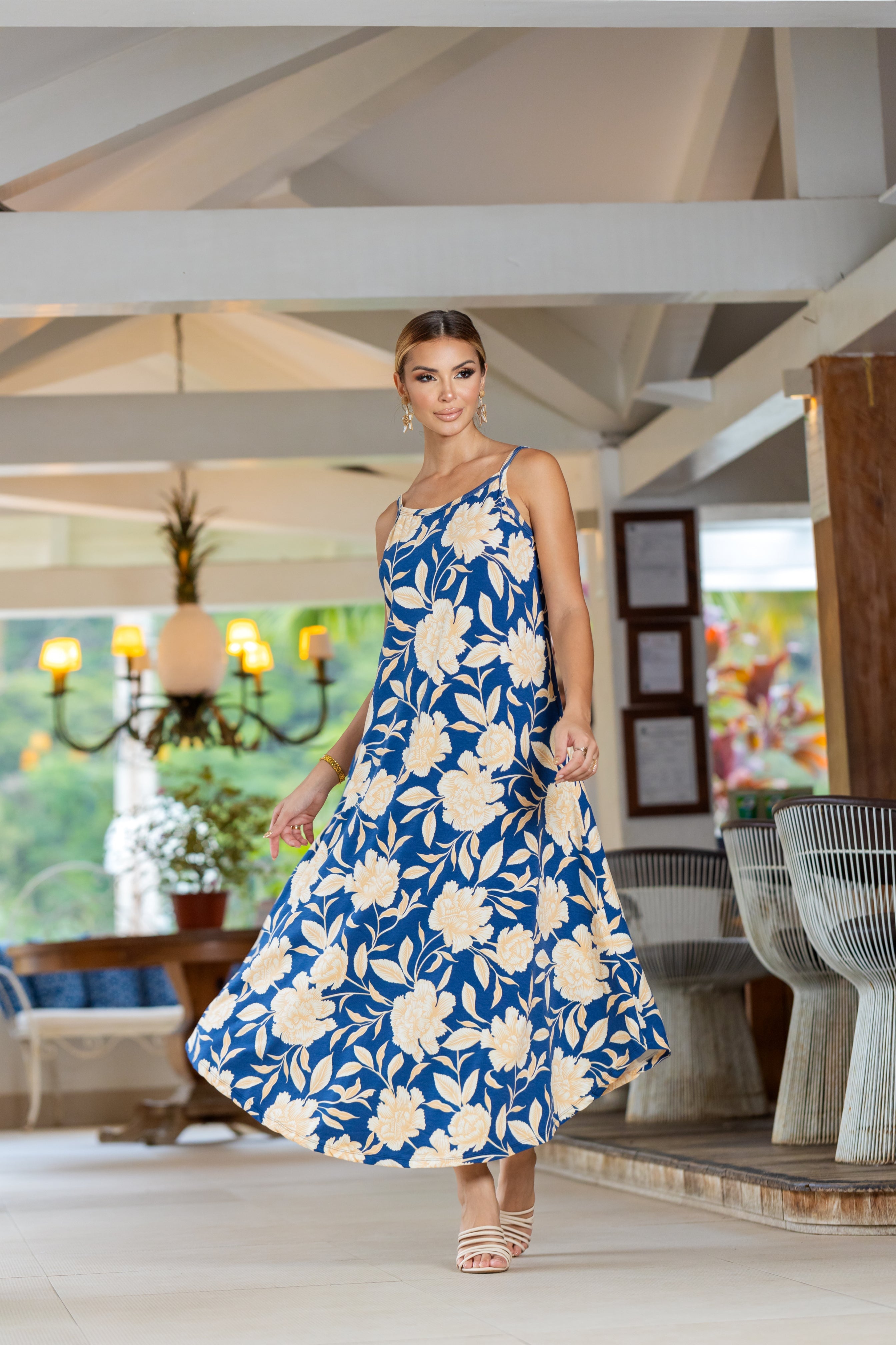 Vestido Longo Soltinho Sem Mangas Estampado - Malha Premium