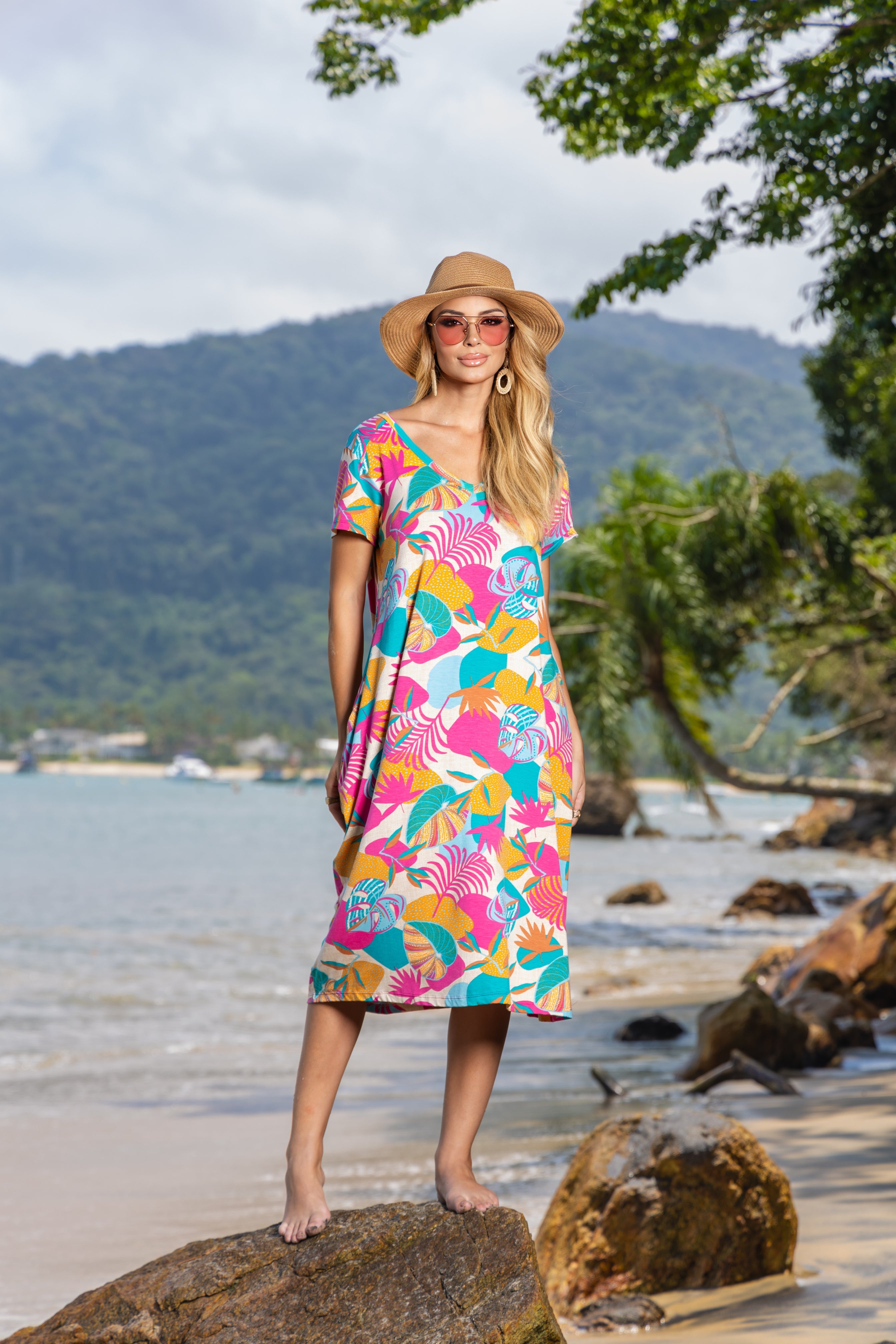 Vestido Longo Soltinho Estampado - Malha Premium