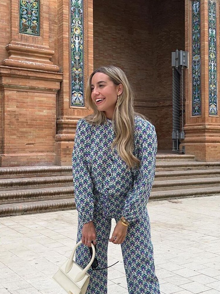 Conjunto Feminino Fashion Estampado - Blusa + Calça