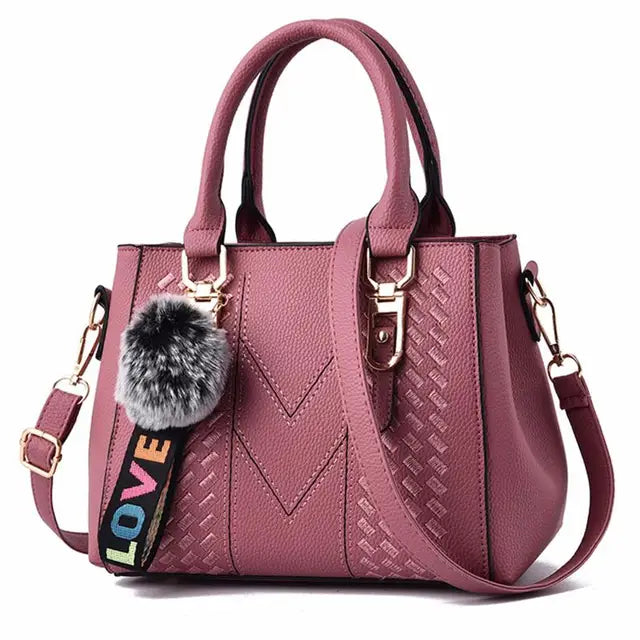 Bolsa de Couro Pompom Feminina