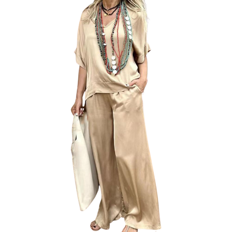 Conjunto em Seda: Blusa + Calça