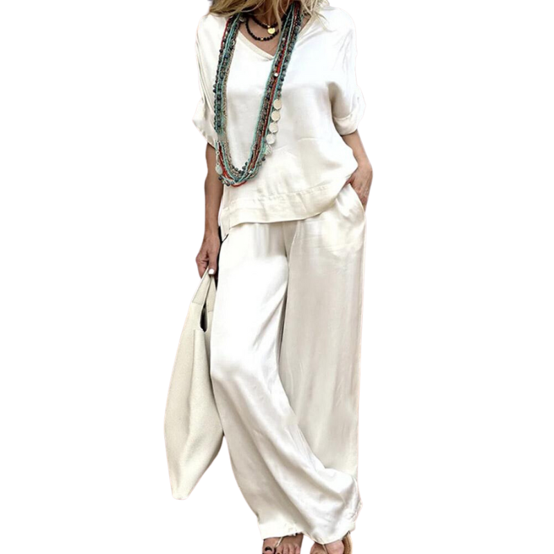 Conjunto em Seda: Blusa + Calça