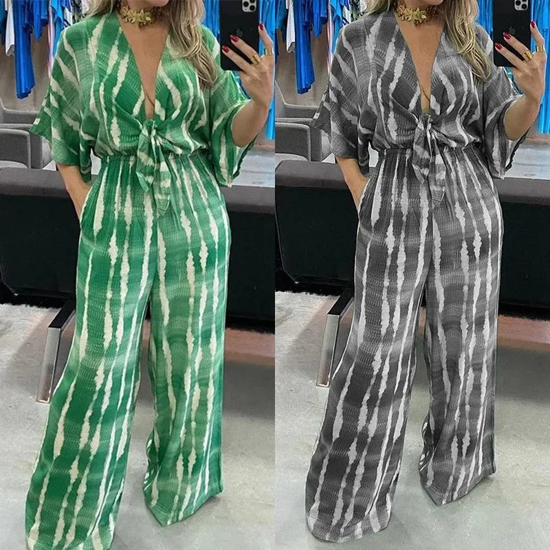 Macacão Soltinho Estampado com Amarração