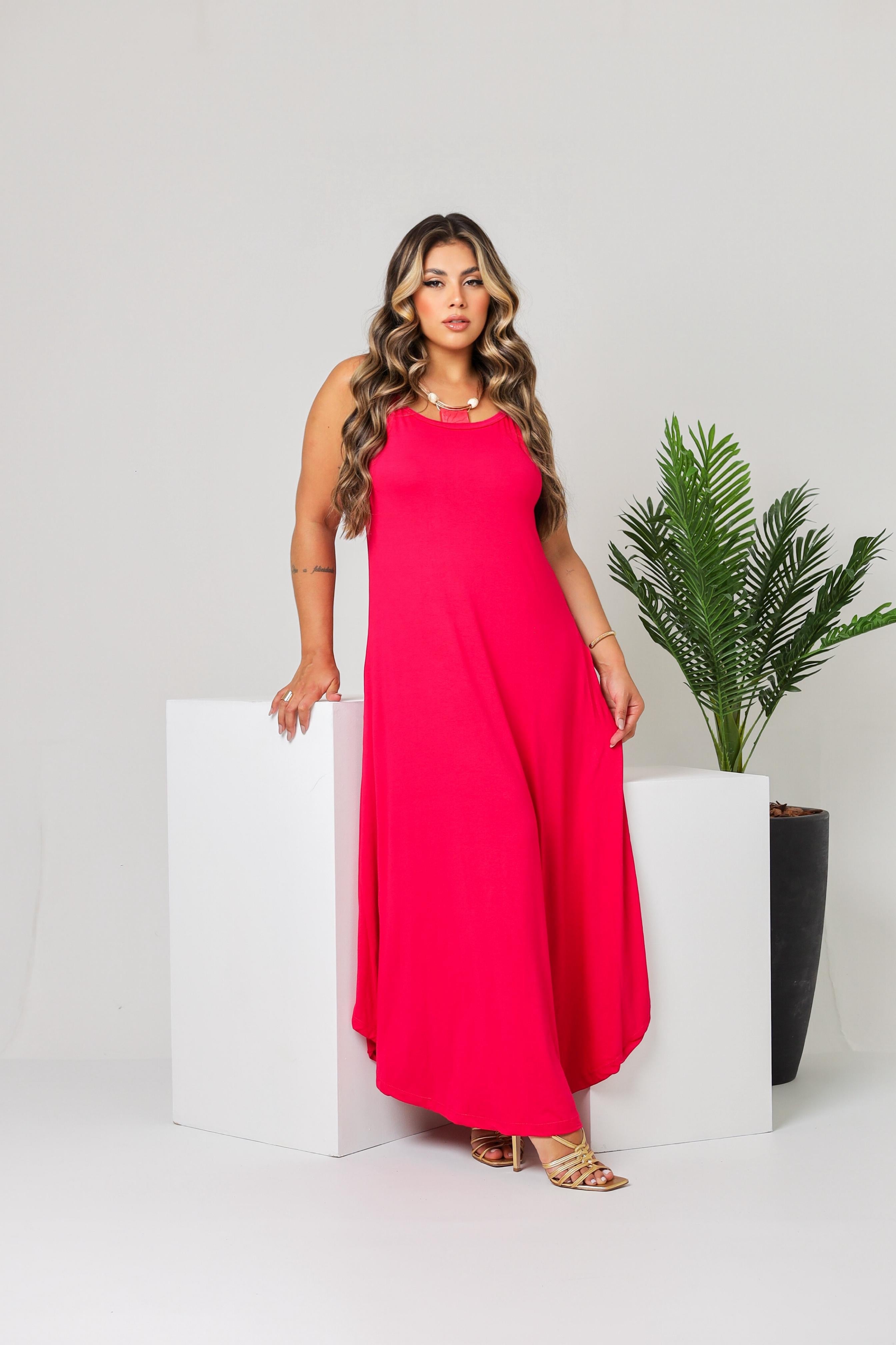 Vestido Longo Soltinho Liso - Malha Premium