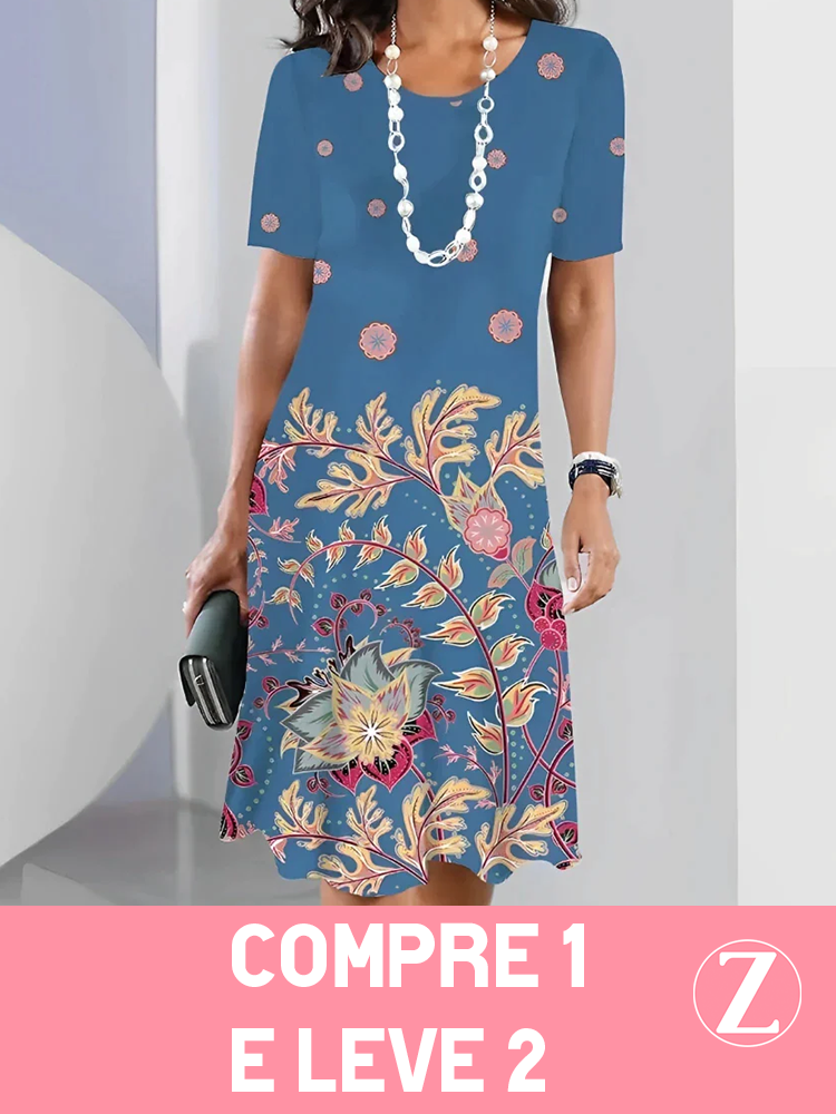 COMPRE 1 LEVE 2 - Vestido Soltinho Midi Flora