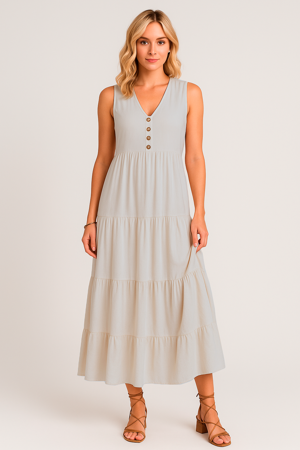 Vestido Maia Decote V com Botões e Saia 3 Marias Black Friday