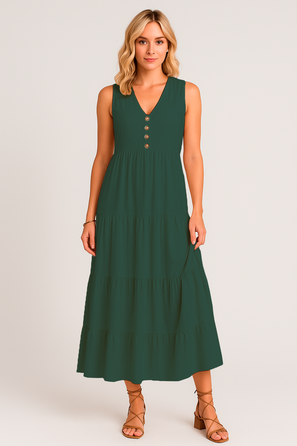 Vestido Maia Decote V com Botões e Saia 3 Marias Black Friday